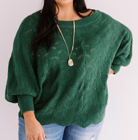 Andree Sweaters - Green Textured Knit Sweater
